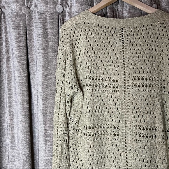NWT RXB Open Knit Crochet Tan Crewneck Sweater Size Large - Picture 13 of 15